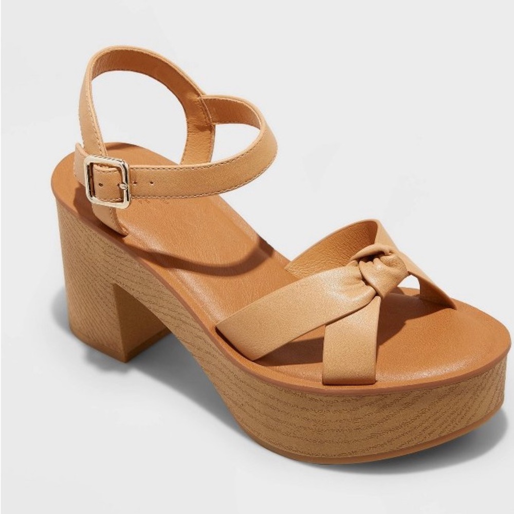 Tan platform sandals, worn once!